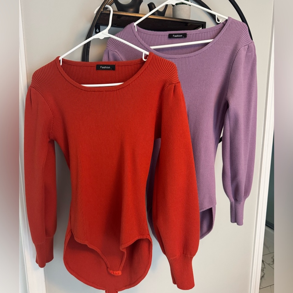 Amazon Women's Sweater bodysuit  - Orange & Purple, sz large, perfect condition